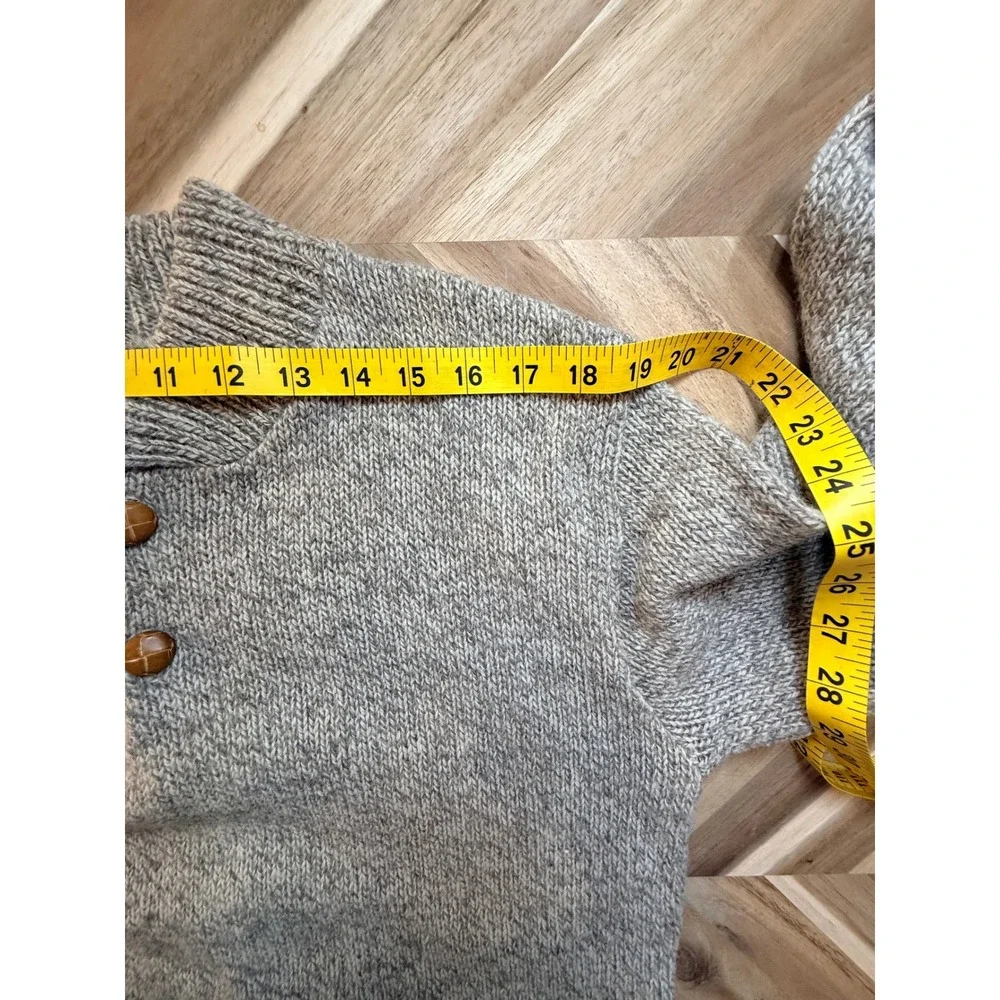 VTG London Fog Outdoors Unlimited Mens L Oatmeal Marl Henley Wool Knit‎ Sweater